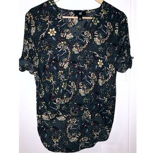 NAVY BLUE FLORAL  BLOUSE